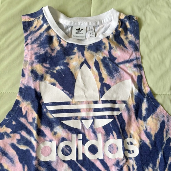 Adidas Originals Loose Tie dye Tank Top Pink Blue White Active Top Size M - Picture 2 of 5